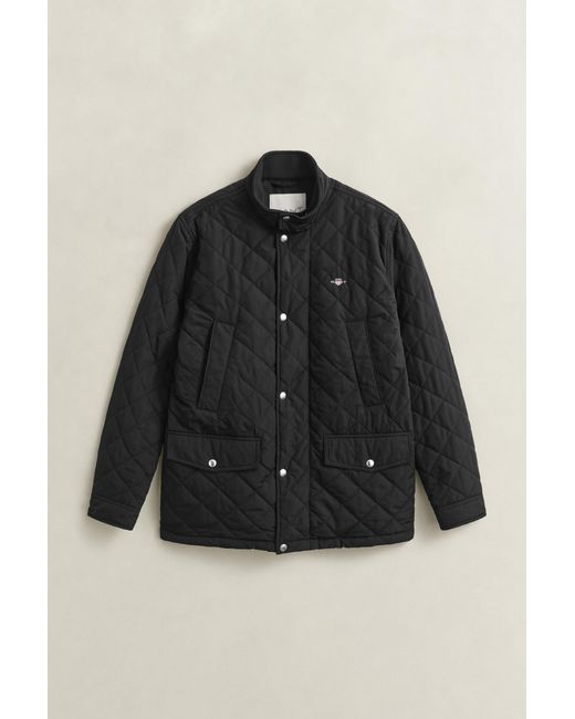 Gant Black Quilted Windcheater Mid-Length Jacket for men