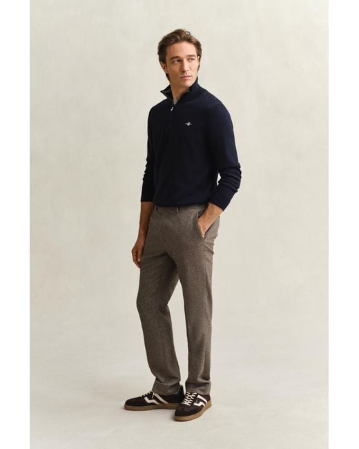 Gant Blue Classic Cotton Half Zip Sweater, Evening for men