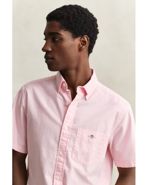 Gant Pink Classic Oxford Short Sleeve Shirt for men