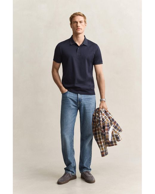 Gant Blue Pima Cotton Polo Shirt Evening for men