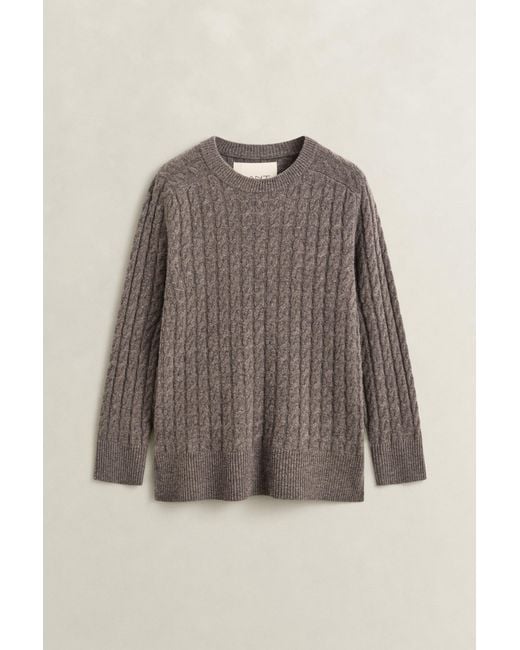 Gant Gray Wool Cashmere Cable Knit Sweater Melange
