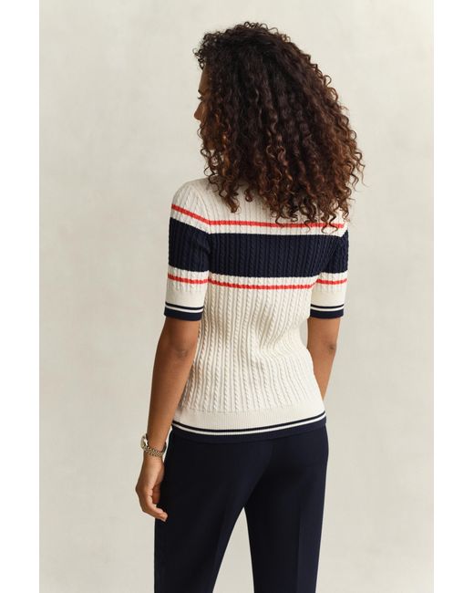 Gant Blue Cotton Short Sleeve Rugger Cream