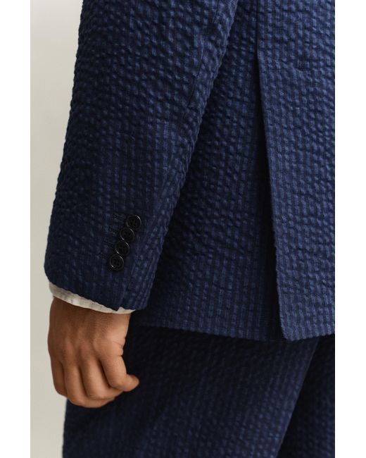 Gant Blue Seersucker Suit Jacket Mid for men