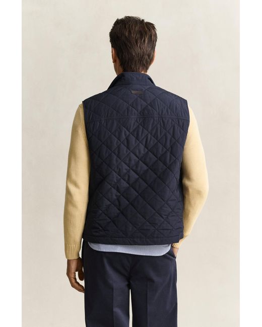 Gant Blue Quilted Vest Evening for men