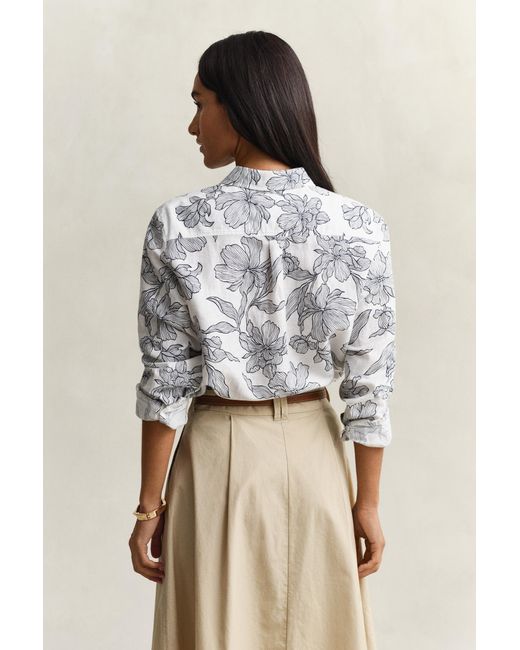Gant Blue Floral Linen Shirt Evening