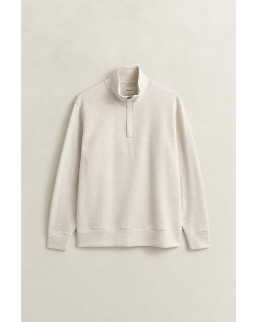 Gant Natural Sacker Rib Half-Zip Sweatshirt Seed Melange for men