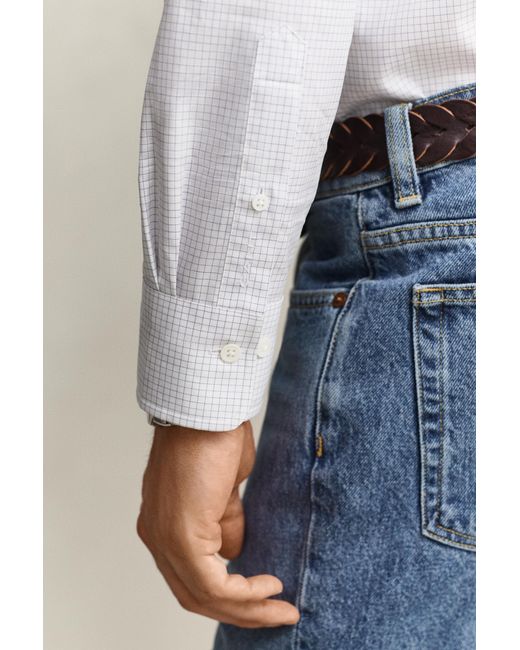 Gant Blue Checked Twill Dress Shirt for men
