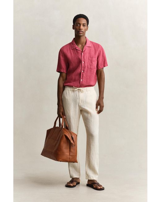 Gant Pink Striped Linen Pants for men
