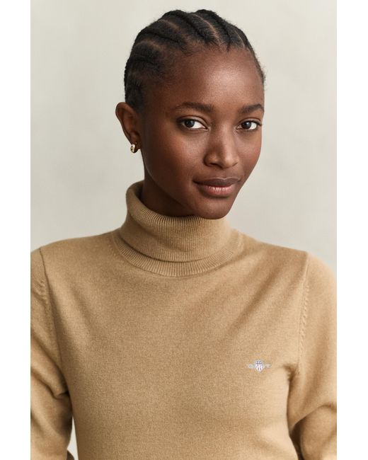 Gant Brown Wool Cotton Turtleneck Sweater Warm