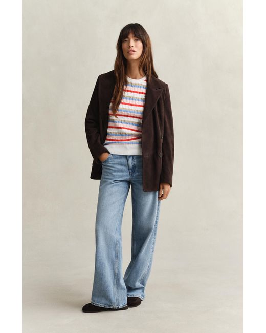 Gant Multicolor Striped Cable Knit Crew Neck Sweater