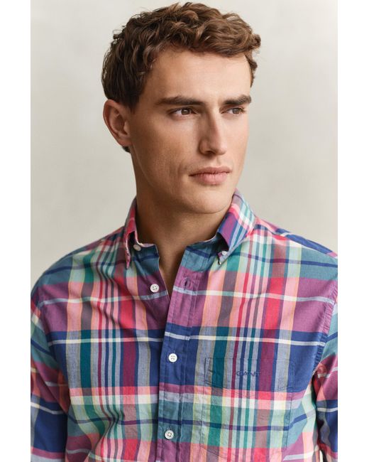 Gant Blue Madras Checked Shirt for men