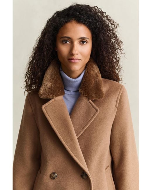 Gant Natural Faux Fur Collar Jacket Warm
