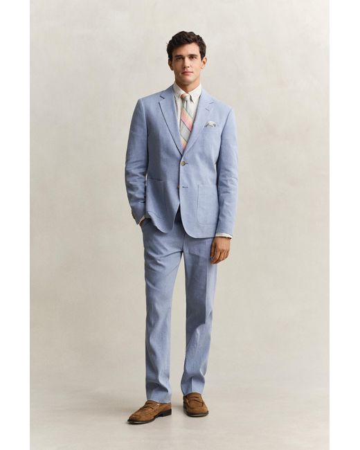 Gant Blue Linen Blend Suit Jacket for men