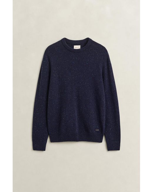 Gant Blue Wool Blend Nepps Crew Neck Sweater Evening for men