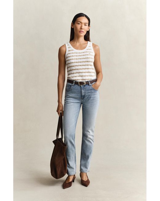 Gant Blue Striped Cable Knit Tank Top