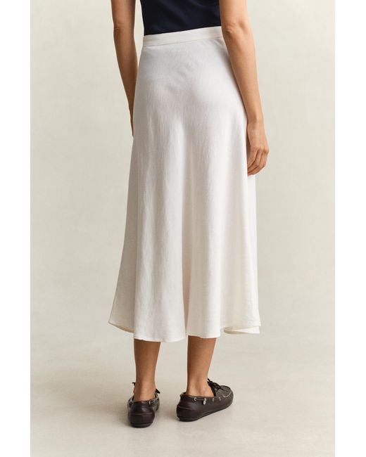 Gant Natural Flared Linen Blend Skirt Eggshell