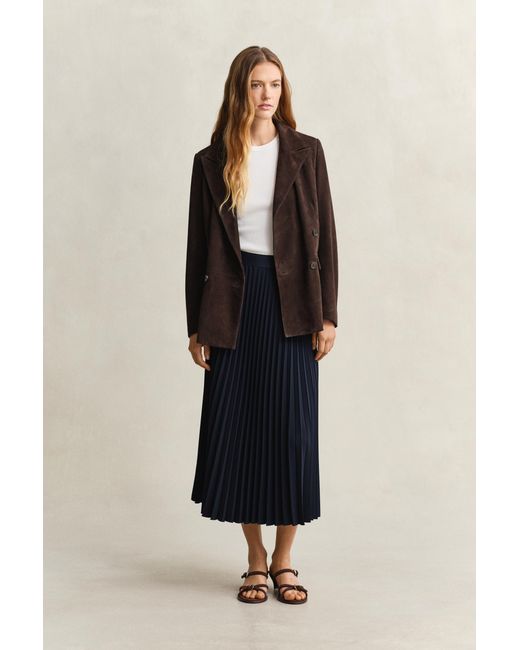 Gant Blue Pleated Midi Skirt
