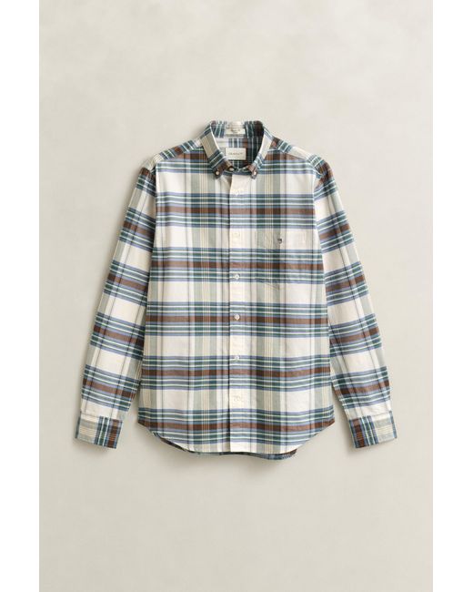 Gant Gray Regular Fit Classic Checked Oxford Shirt Woody for men