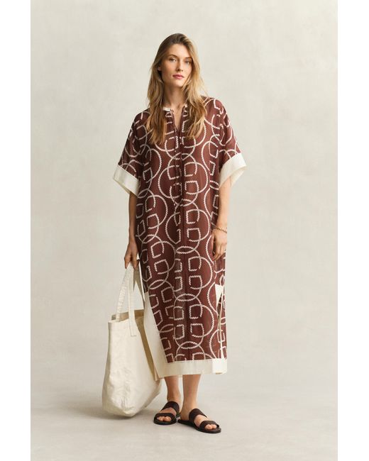 Gant Natural Monogram Cotton Silk Caftan