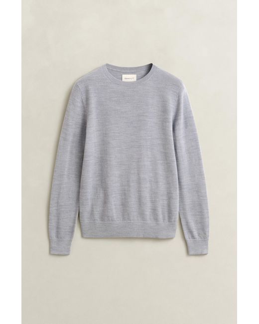 Gant Gray Extra Fine Merino Wool Crew Neck Sweater Melange