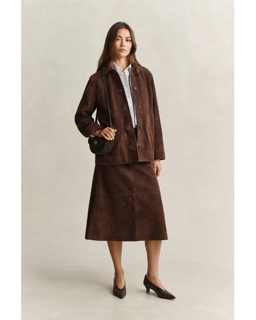 Gant Natural Flared Suede Skirt Deep