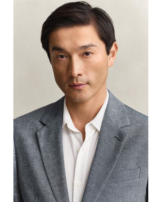 Gant Blue Herringbone Suit Jacket Marine for men