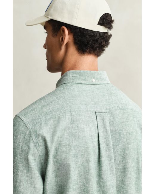 Gant Green Linen Blend Shirt Woody for men