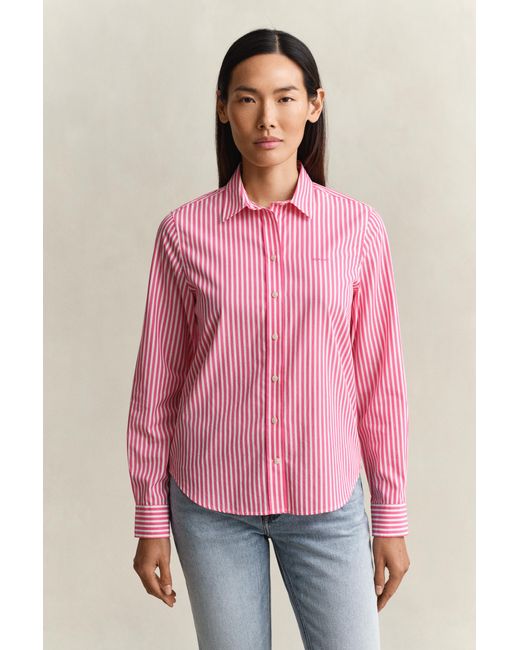 Gant Pink Regular Fit Striped Classic Poplin Shirt