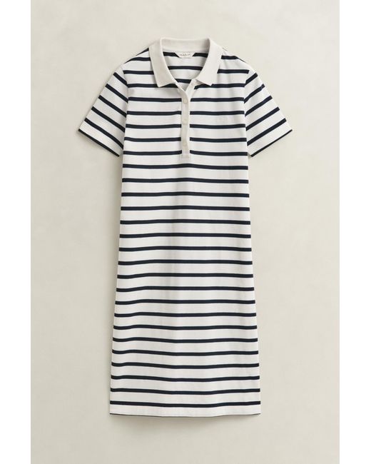 Gant Natural Striped Piqué Polo Dress Eggshell