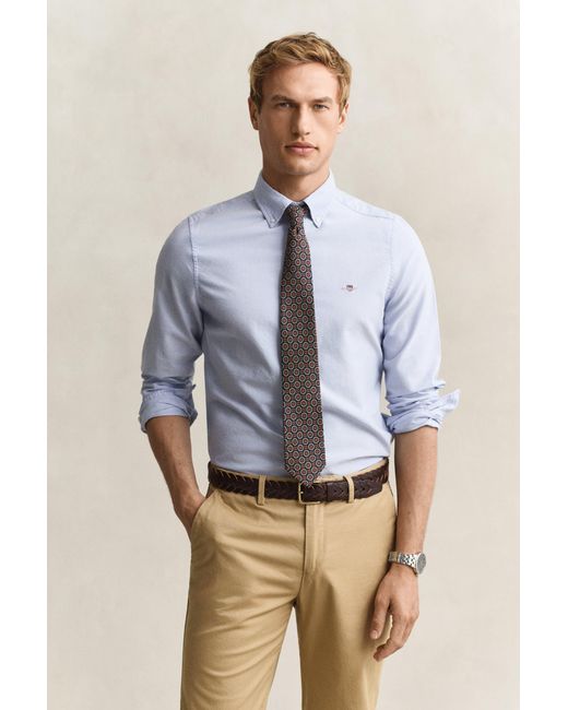 Gant Blue Slim Fit Classic Oxford Shirt for men