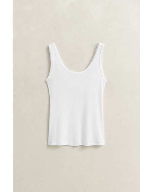 Gant White Ribbed Tank Top