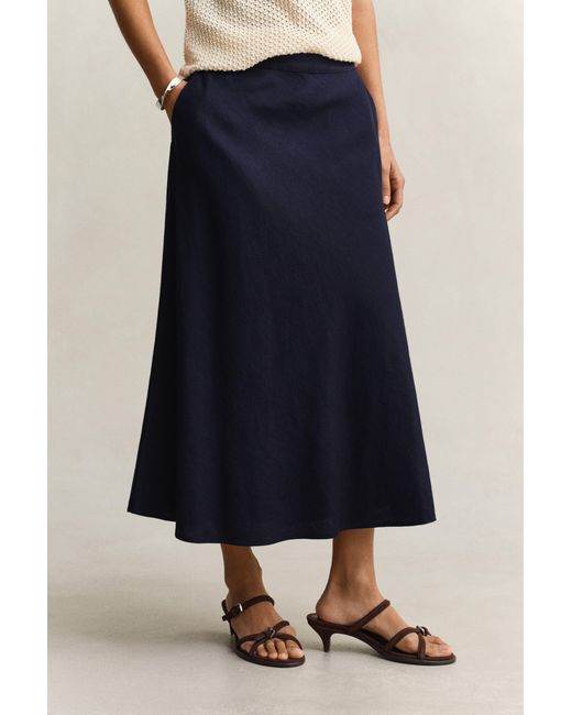 Gant Blue Flared Linen Blend Skirt Evening