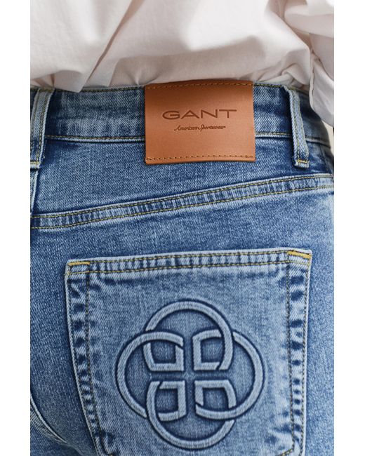 Gant Blue Monogram Flared Jeans Semi Worn In