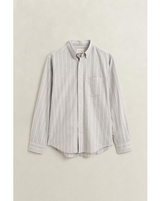 Gant White Striped Mélange Poplin Shirt Melange for men