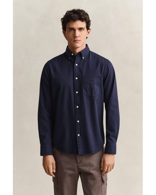 Gant Blue Regular Fit Garment-Dyed Twill Shirt for men