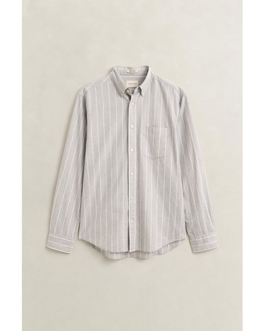 Gant White Striped Mélange Poplin Shirt Melange for men