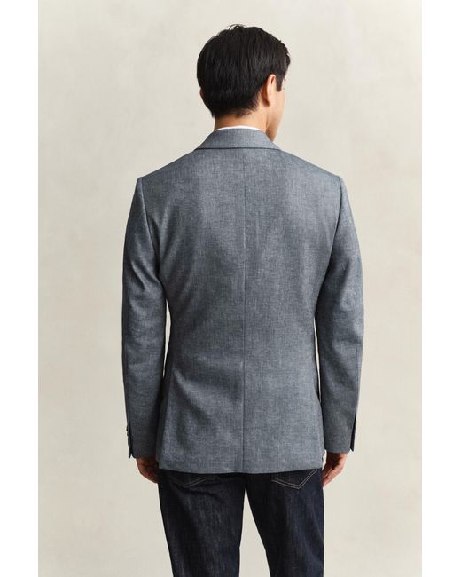Gant Blue Herringbone Suit Jacket Marine for men
