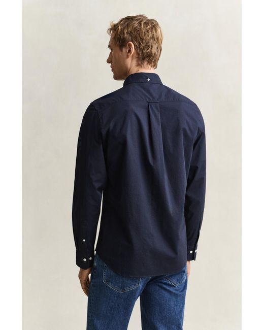 Gant Blue Classic Regular Poplin Shirt Evening for men