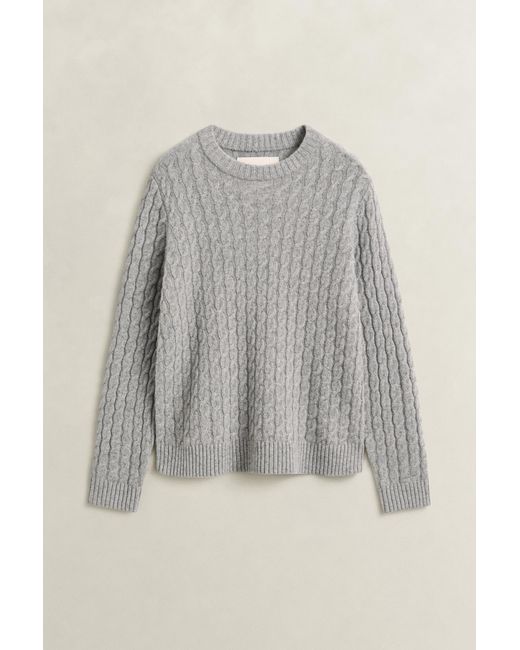 Gant Gray Cashmere Cable Knit Sweater Melange