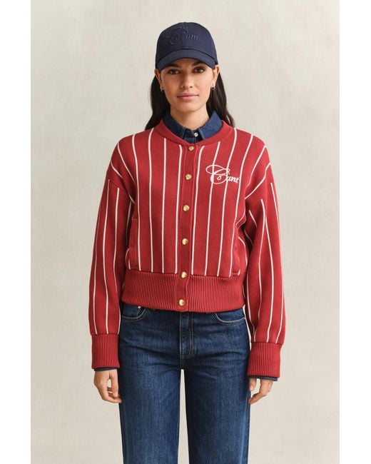 Gant Red Knitted Varsity Jacket