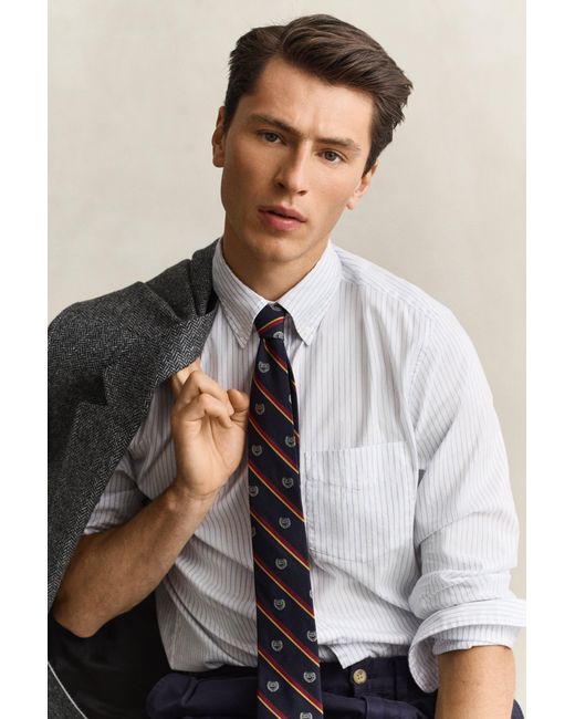 Gant Blue X Yale Striped Oxford Shirt for men