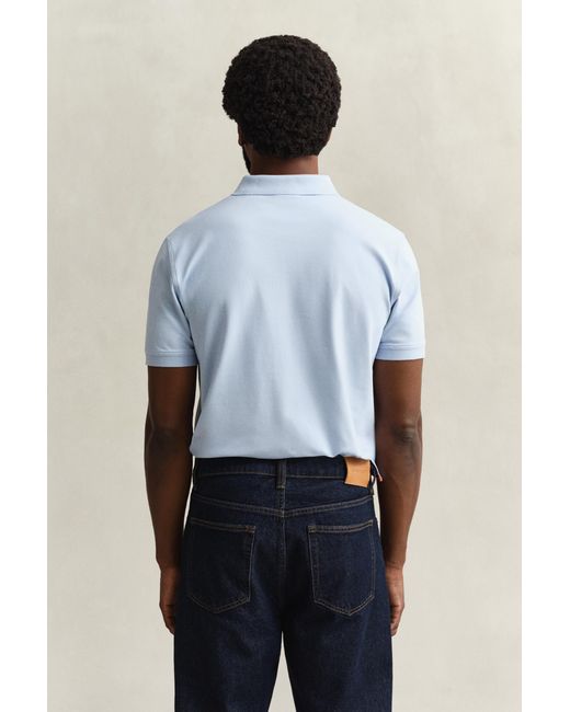 Gant Blue Contrast Piqué Polo Shirt for men