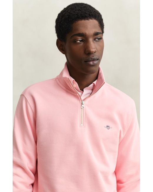 Gant Pink Shield Half-Zip Sweatshirt for men