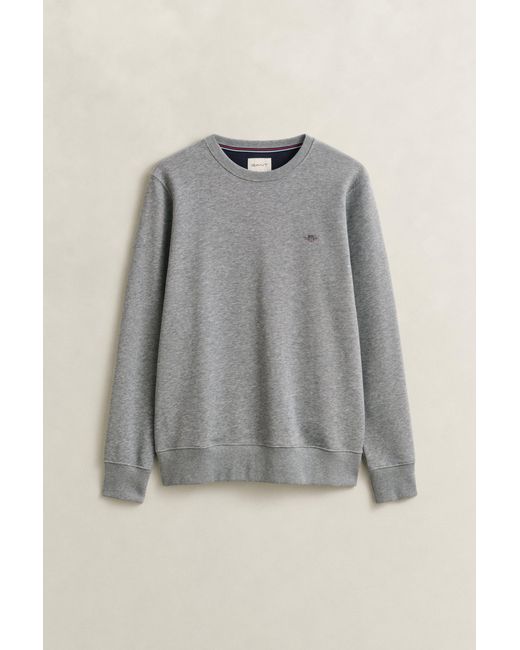 Gant Gray Shield Crew Neck Sweatshirt Melange for men