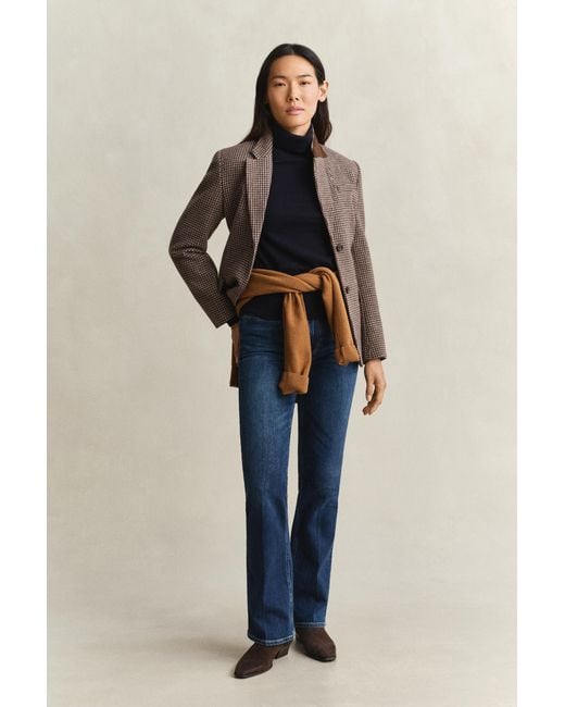 Gant Blue Wool Cotton Turtleneck Sweater Evening