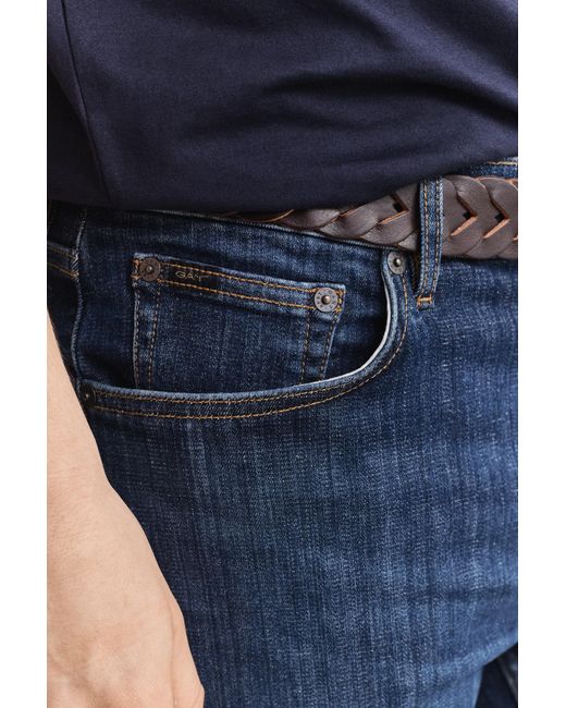 Gant Blue Extra Slim Active Recover Jeans Mid Worn In for men