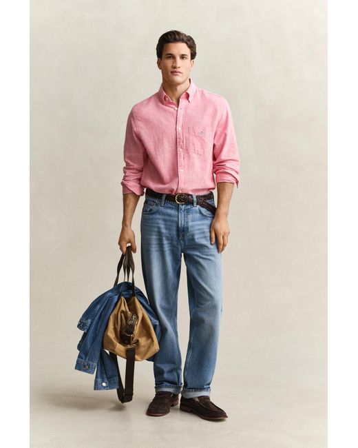 Gant Pink Linen Blend Shirt for men