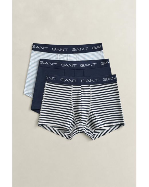 Gant Blue 3-Pack Striped Trunks Marine for men
