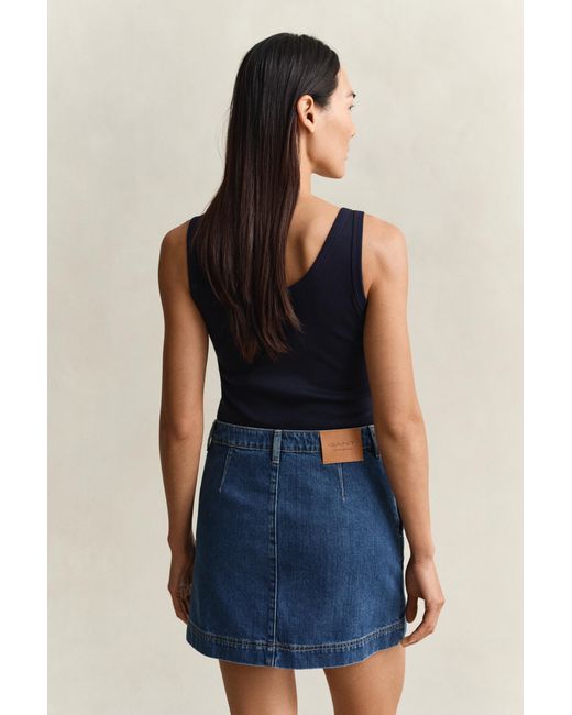 Gant Blue Ribbed Tank Top Evening