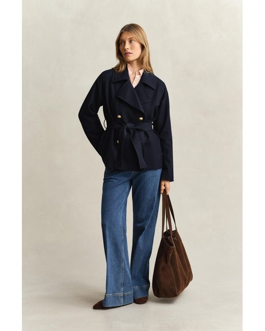 Gant Blue Short Trench Coat Evening